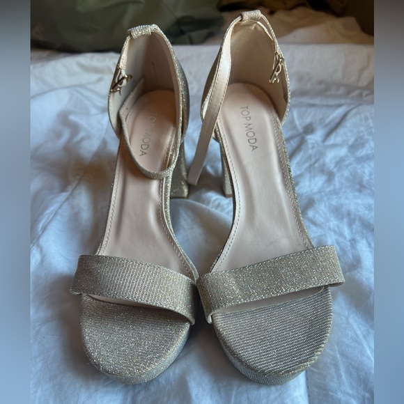 Top Moda gold glittery heels - Picture 1 of 3